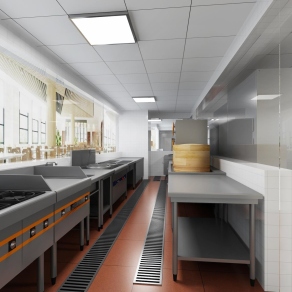 现代餐厅后厨3D模型下载